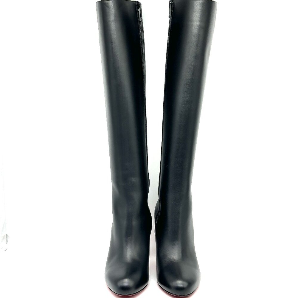 Christian Louboutin Black Knee-High Leather Stiletto Boots - Picture 8 of 15